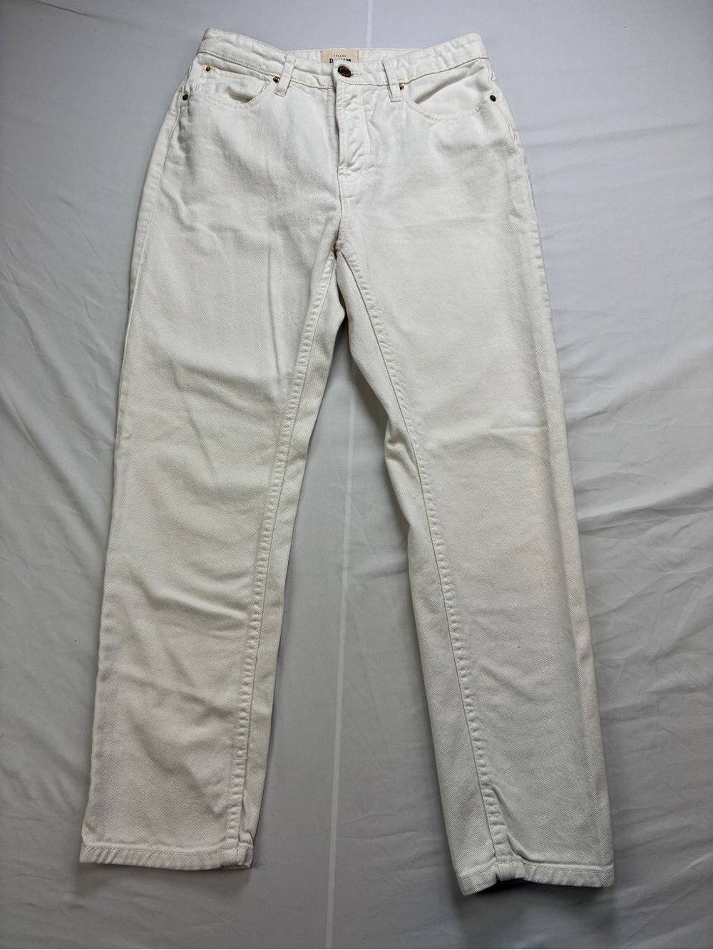 Sezane White Straight Leg Button Fly Jeans